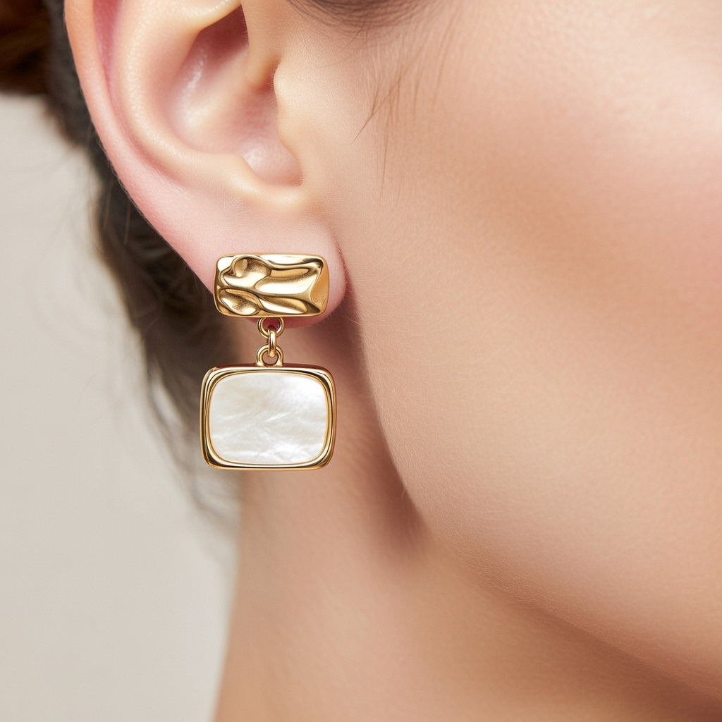 Silver Missoma Square Pearl Rose gold Earring