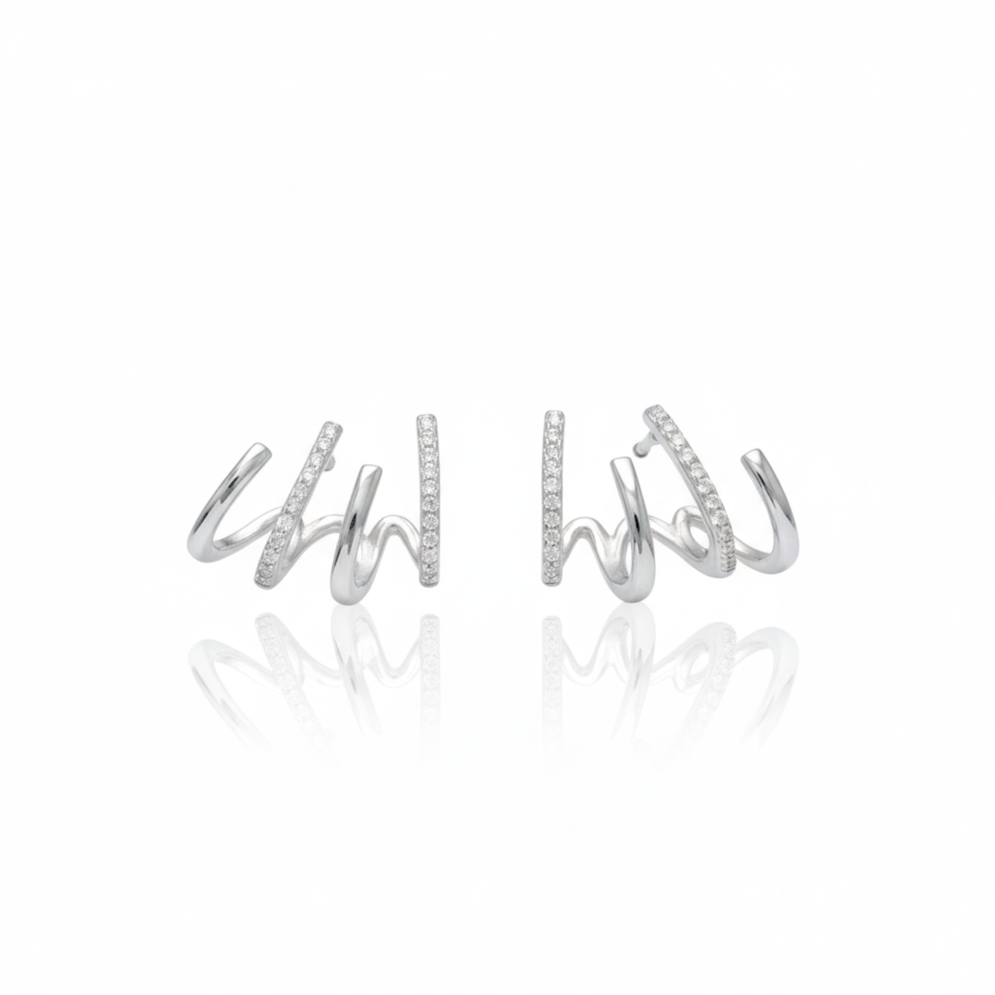 Silver Spiral Curve Earring
