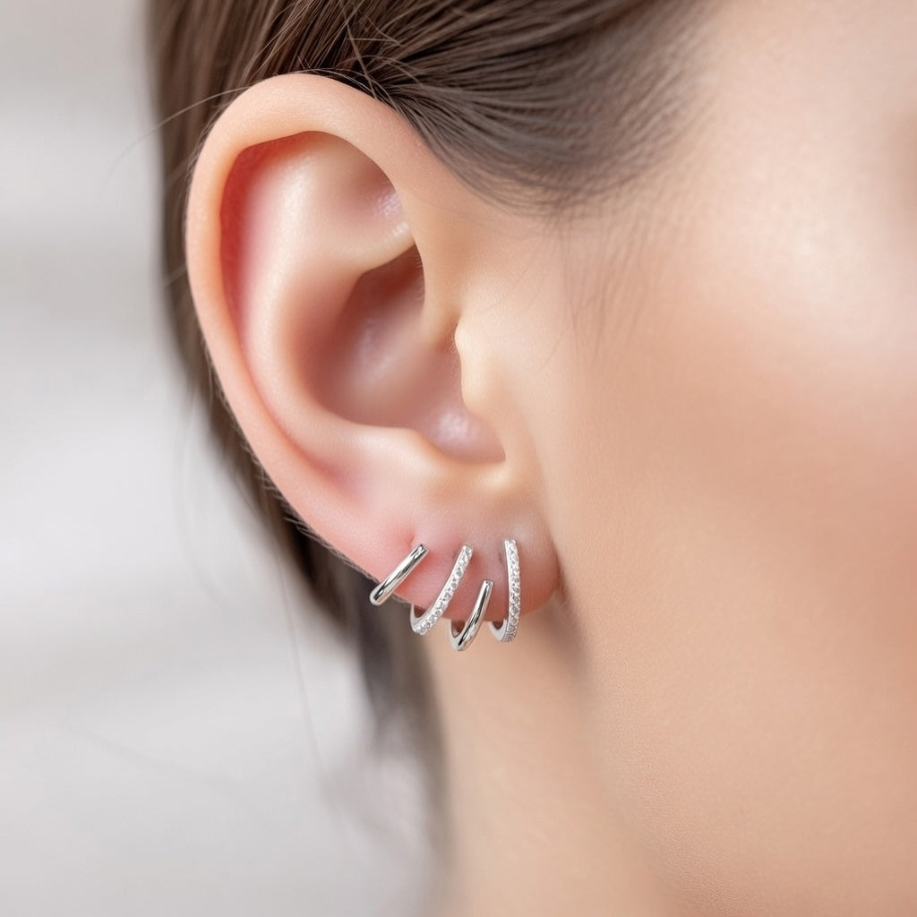 Silver Spiral Curve Earring