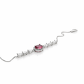 Classic Pink Stone Ladies Silver Bracelet