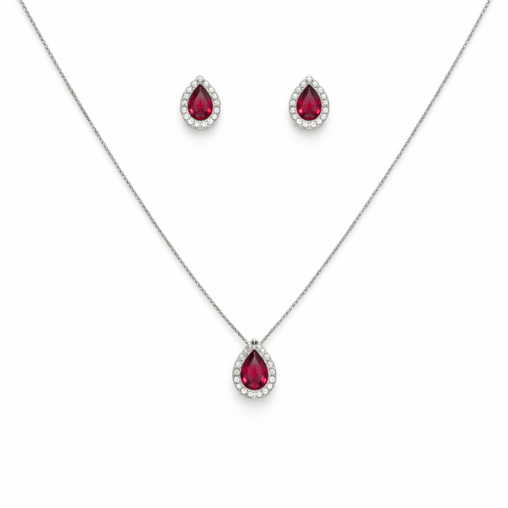 Silver Roselia Blush Pendant Set