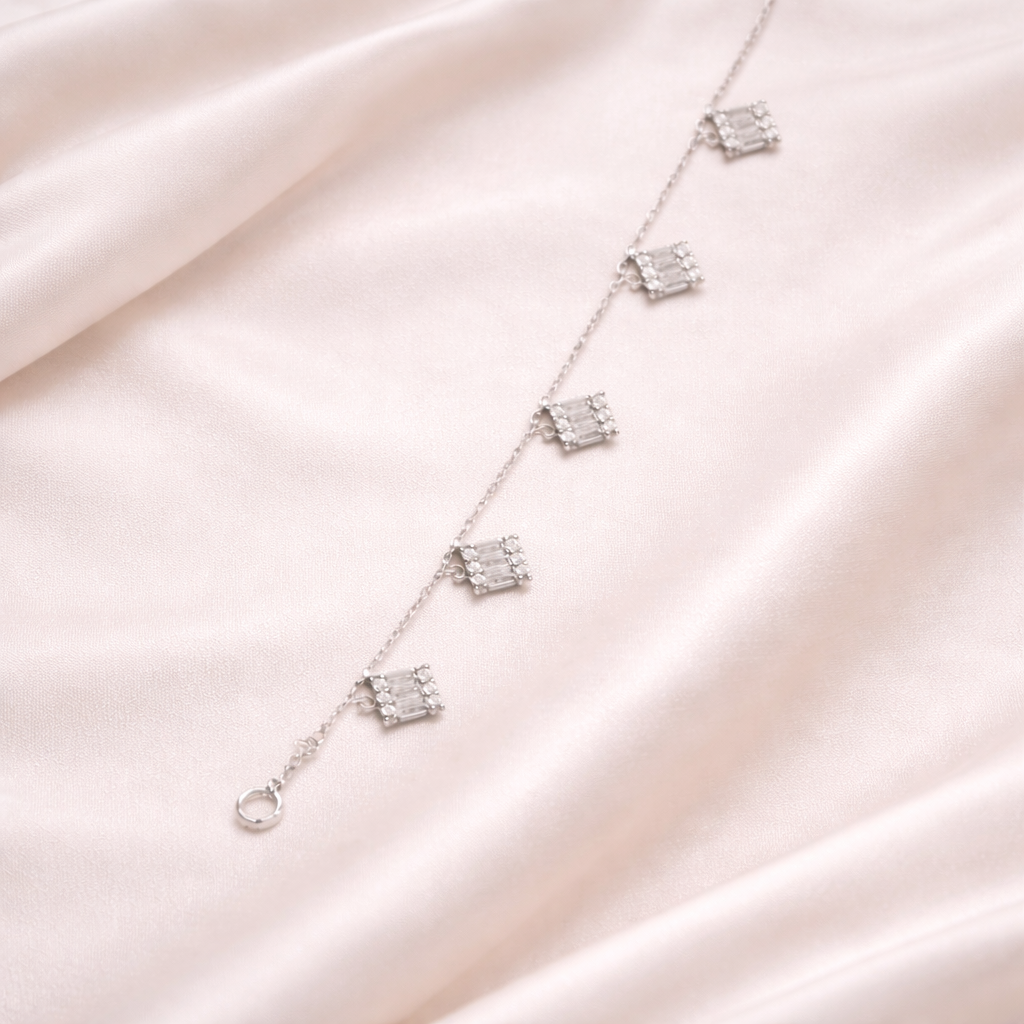 Elegant Diamond Touch 925 Silver Anklet
