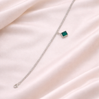 Elegant Green Diamond 925 Silver Anklet for Women