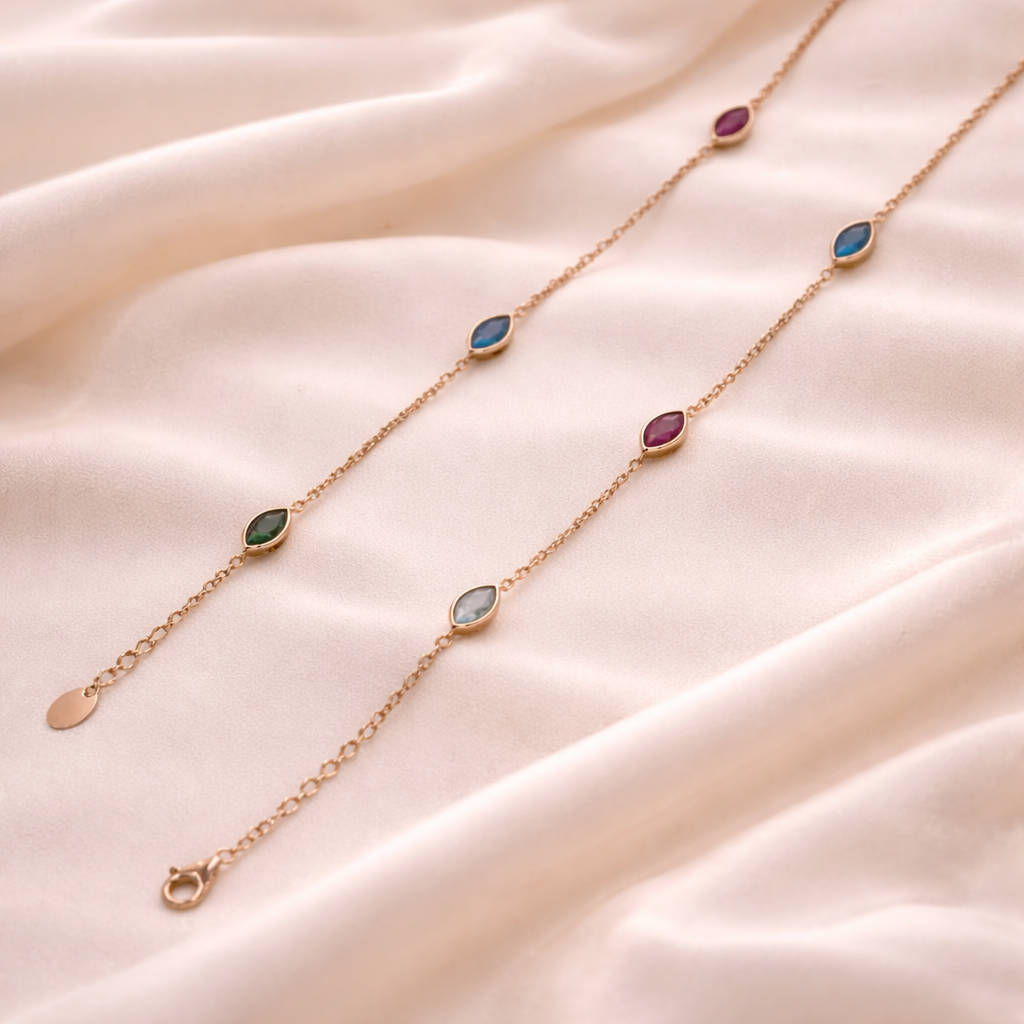 Blush Sparkle Rose Anklet – 925 Silver Luxury Pair of 2