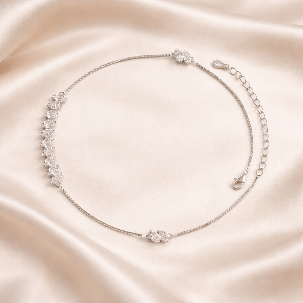 Stylish 925 Silver Anklet for Women – Contemporary Design Set Of 2 Pc