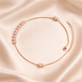 Luxury Rose Finish Diamond Link Anklet Set Of 2 Pc