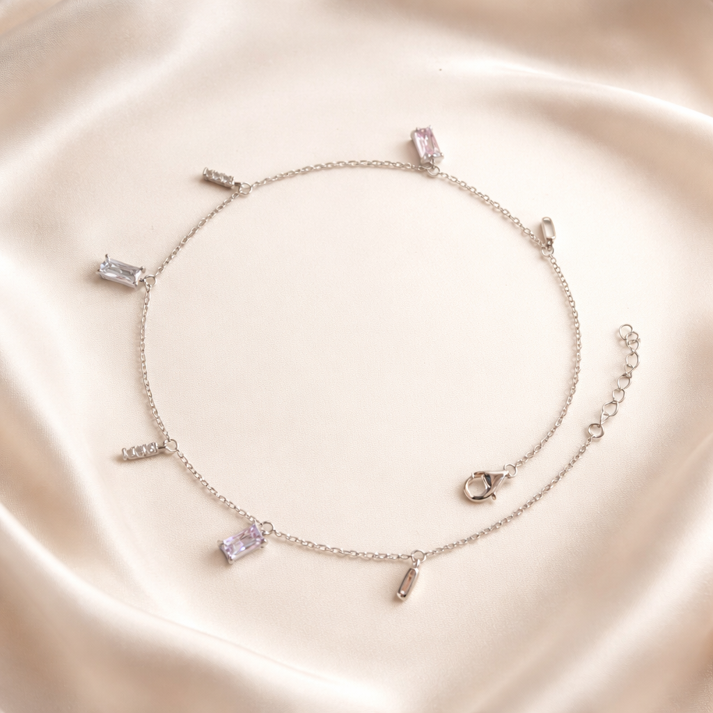 Signature Style 925 Silver Anklet by SIGOR Set Of 2 Pc