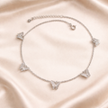 Silver Butterfly Charm Anklet Set Of 2 Pc