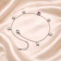 Delicate Pink Diamond Chain Anklet Set Of 2 Pc