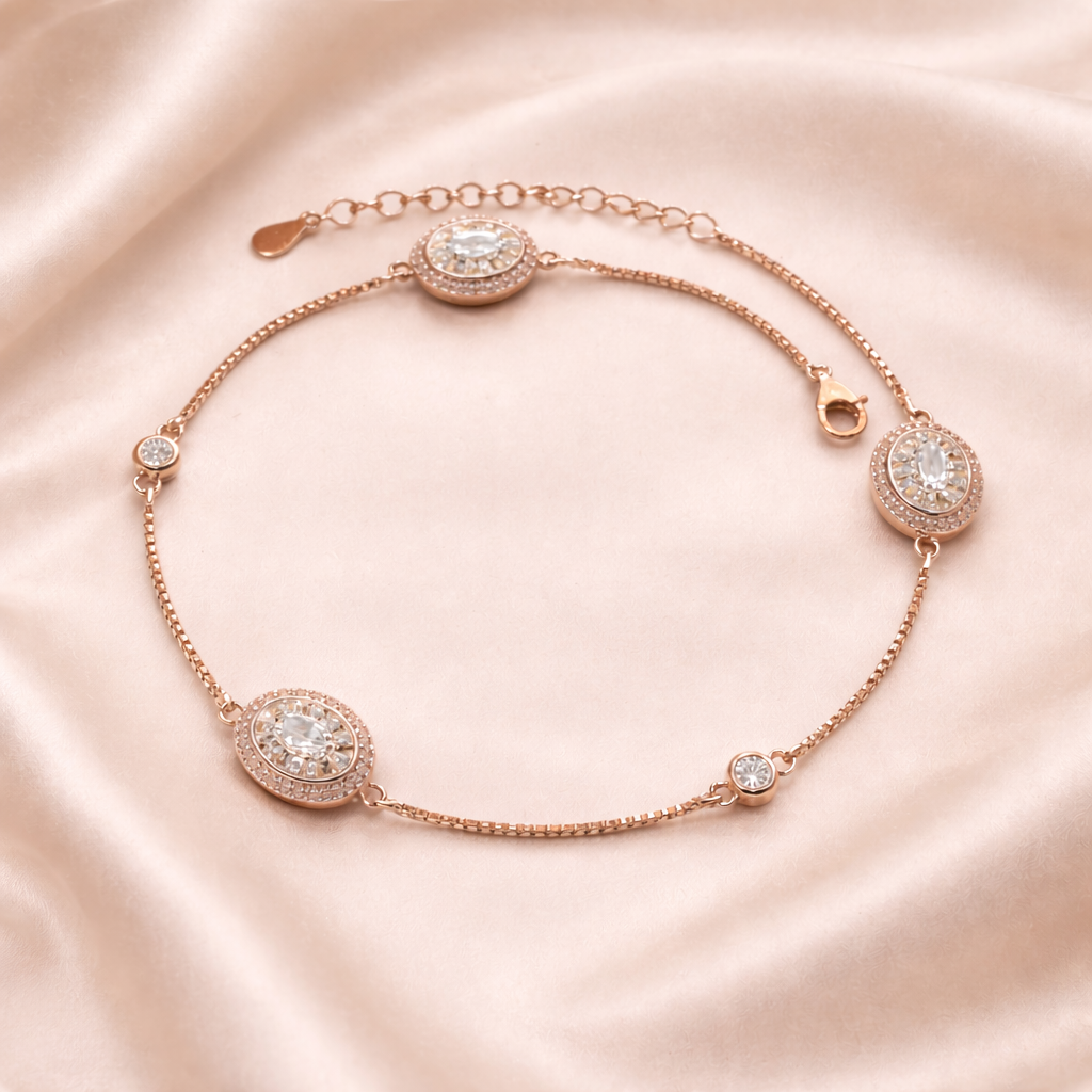 Minimal Rose Shine Daily Wear Anklet Set Of 2 Pc