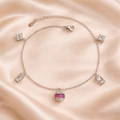 Elegant Pink Diamond 925 Silver Anklet Set Of 2 Pc