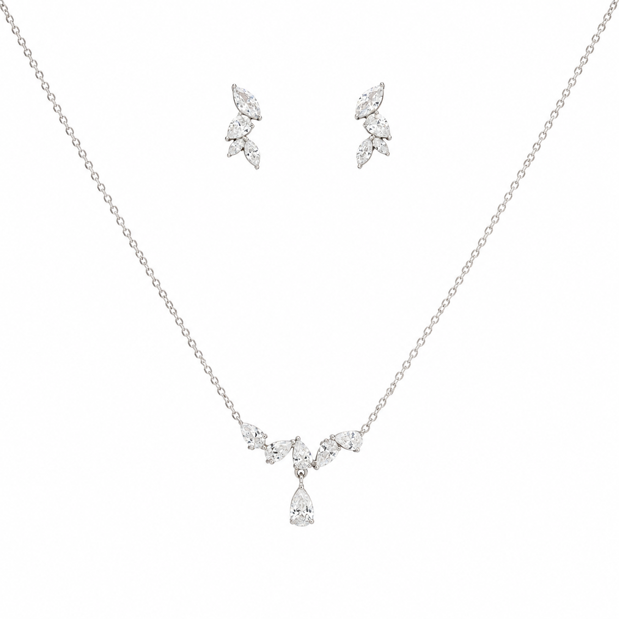 Minimal Bar Design 925 Silver Chain Pendant Set