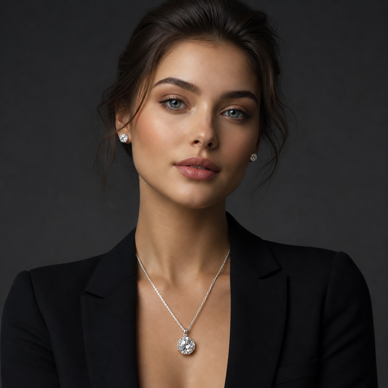 Elegant Teardrop 925 Silver Chain Pendant Set