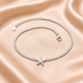 SIGOR 925 Silver Starshine Tennis Anklet for Women