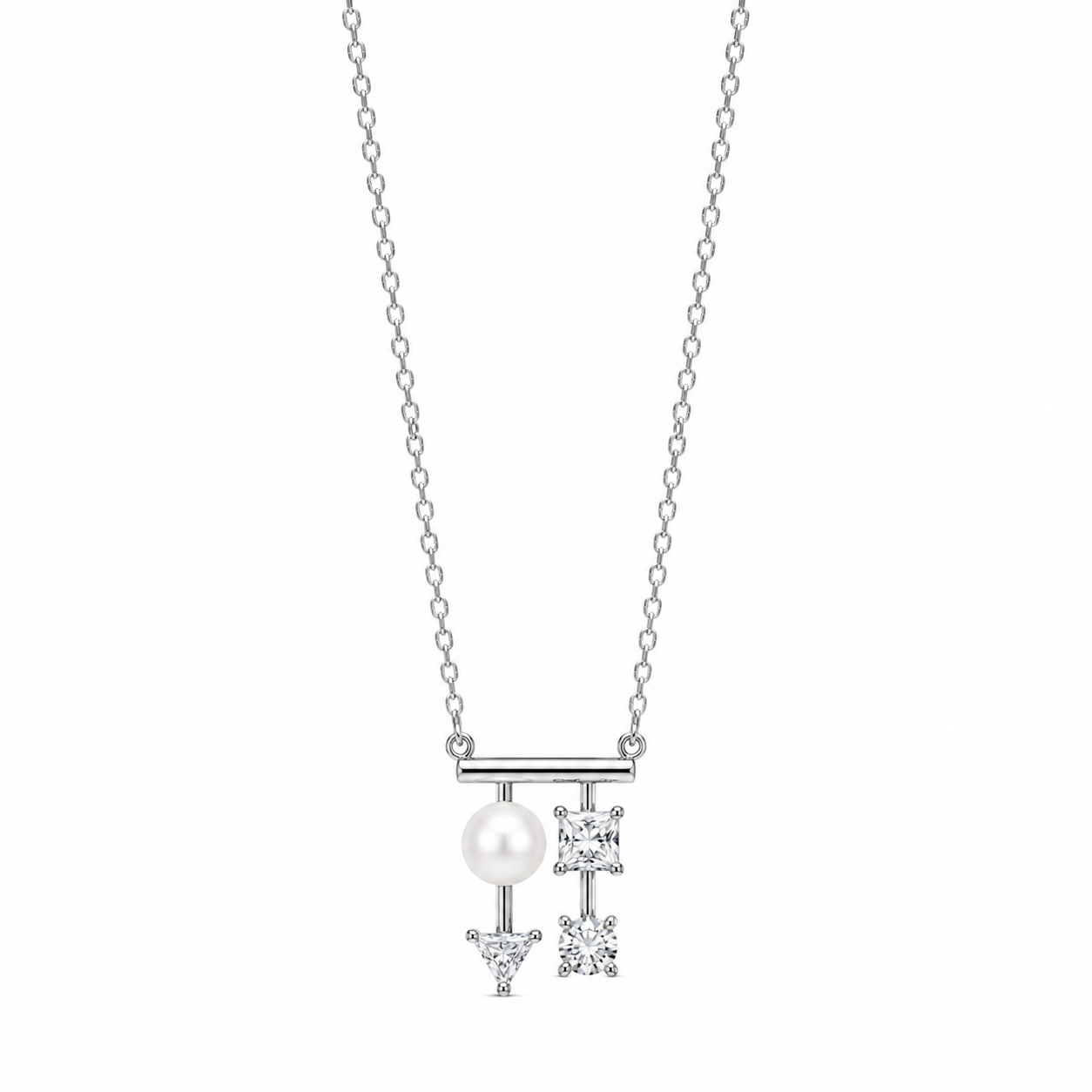 Modern Twist Pearl 925 Silver Designer Pendant Chain