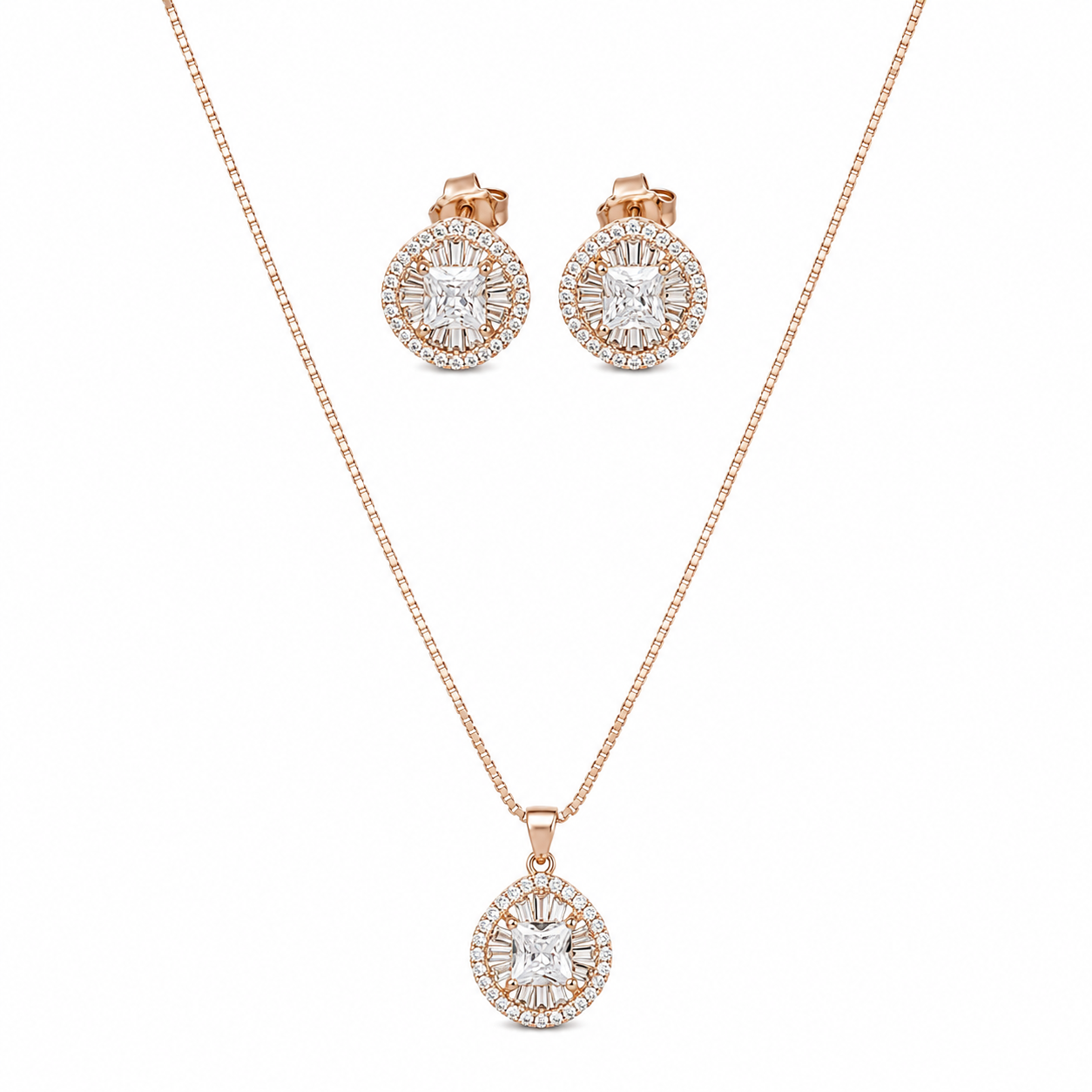 Rosé Radiance Sterling Silver Chain Pendant Set