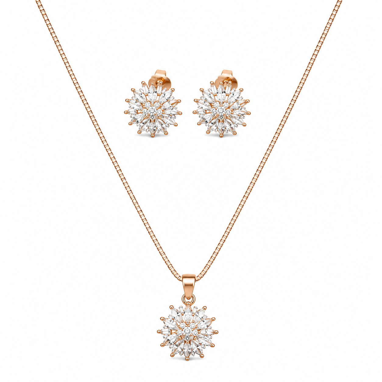 Elegant Rose Whisper 925 Silver Pendant Set