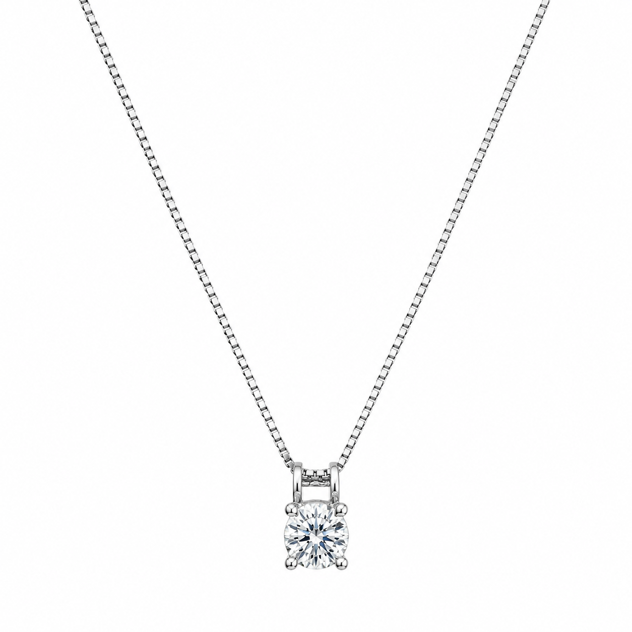 Timeless Glow 925 Silver Solitaire Pendant Chain