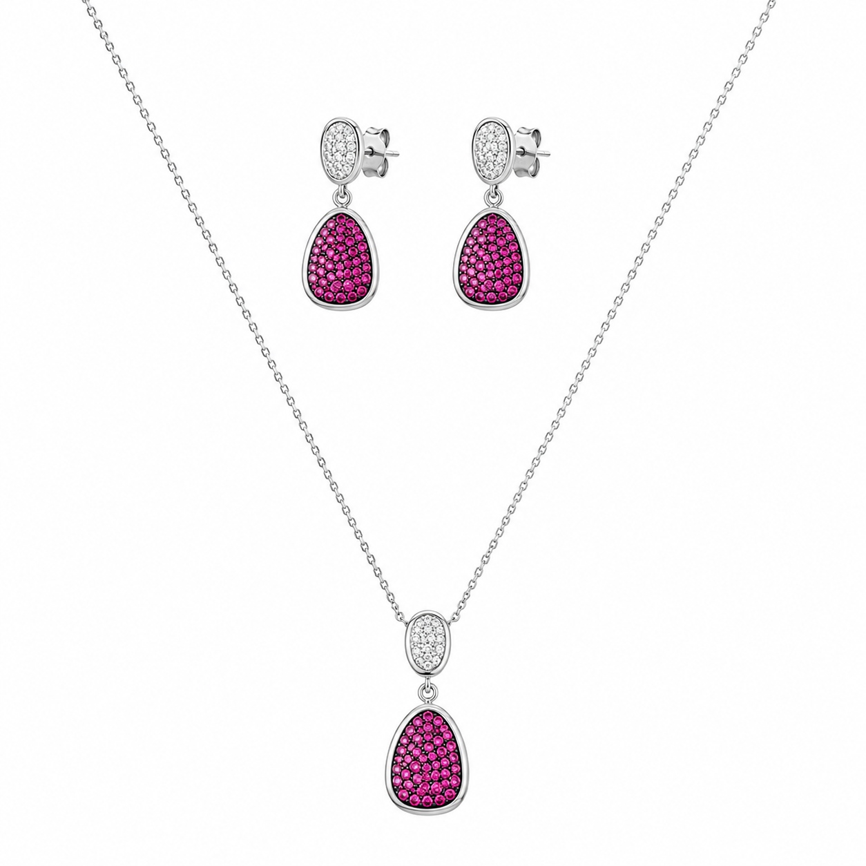 Blush Radiance Pink Diamond Silver Pendant Set