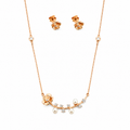 Royal Pearl Rose Tone Sterling Silver Pendant Set