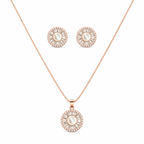 Designer Rose Tone 925 Silver Pendant Chain Set with Elegant Choki Diamonds