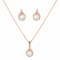 Luxury Rose Gold Tone Pearl Pendant Set
