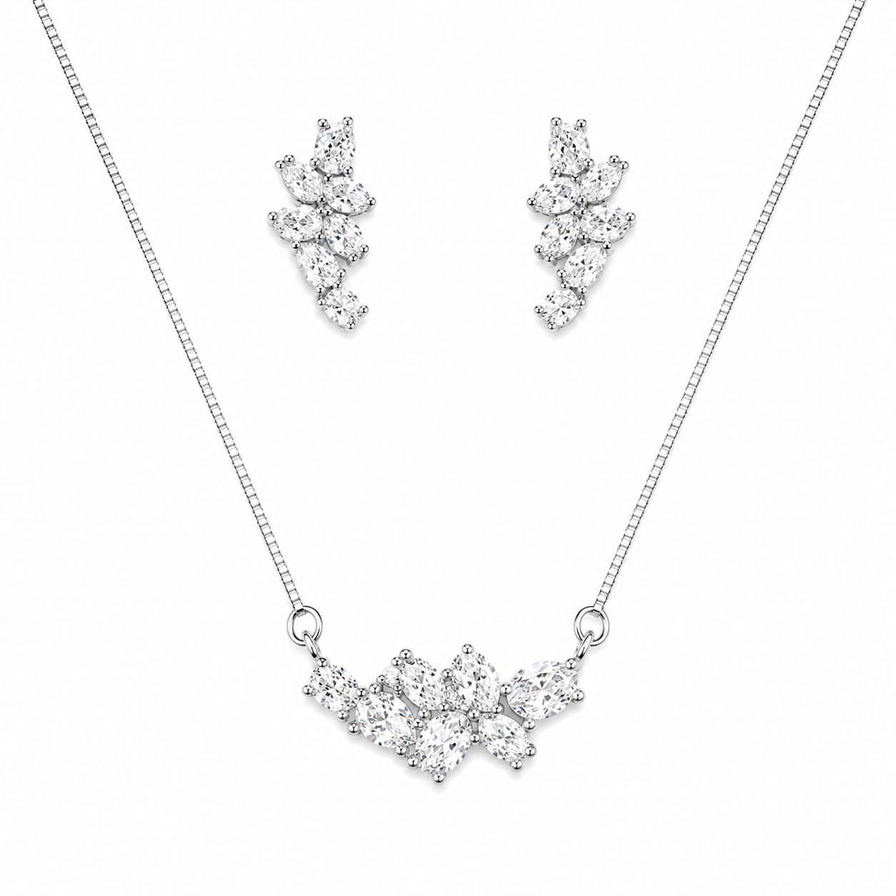 Shimmer Luxe 925 Silver Chain Pendant Set for Women
