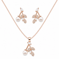 Elegant Rose Pearl 925 Silver Pendant Set
