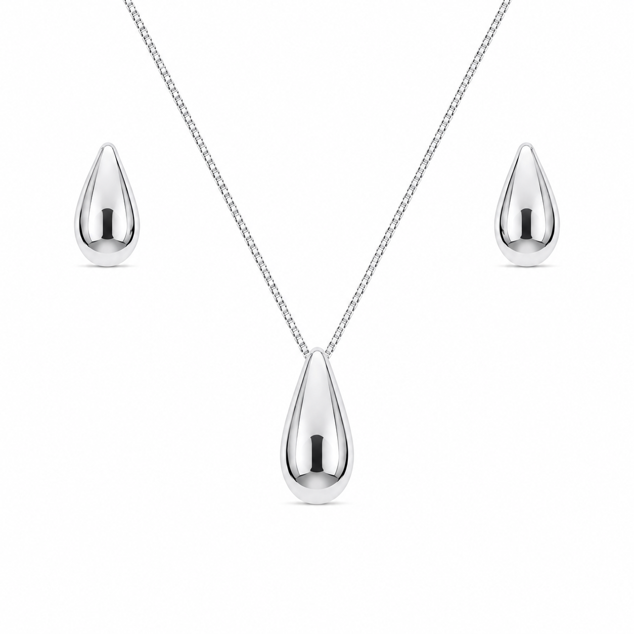 Moonlight Shine 925 Sterling Silver Chain Pendant Set