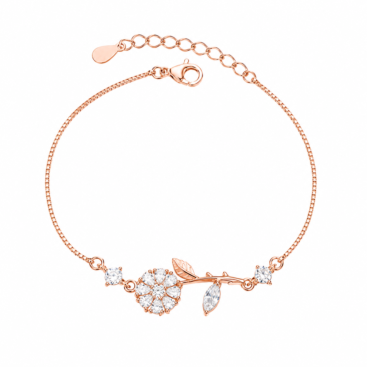Elegant Rose Glow 925 Silver Bracelet