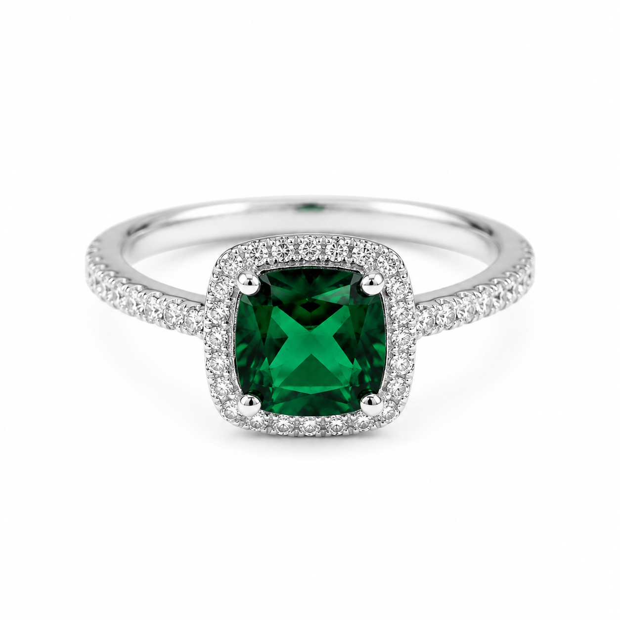 Royal Green Crystal 925 Sterling Silver Ring