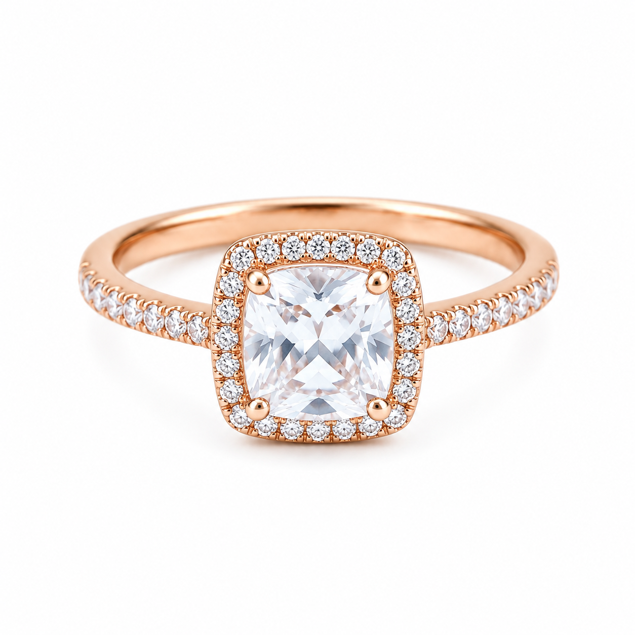 Classic Solitaire Rose Tone Silver Ring for Women