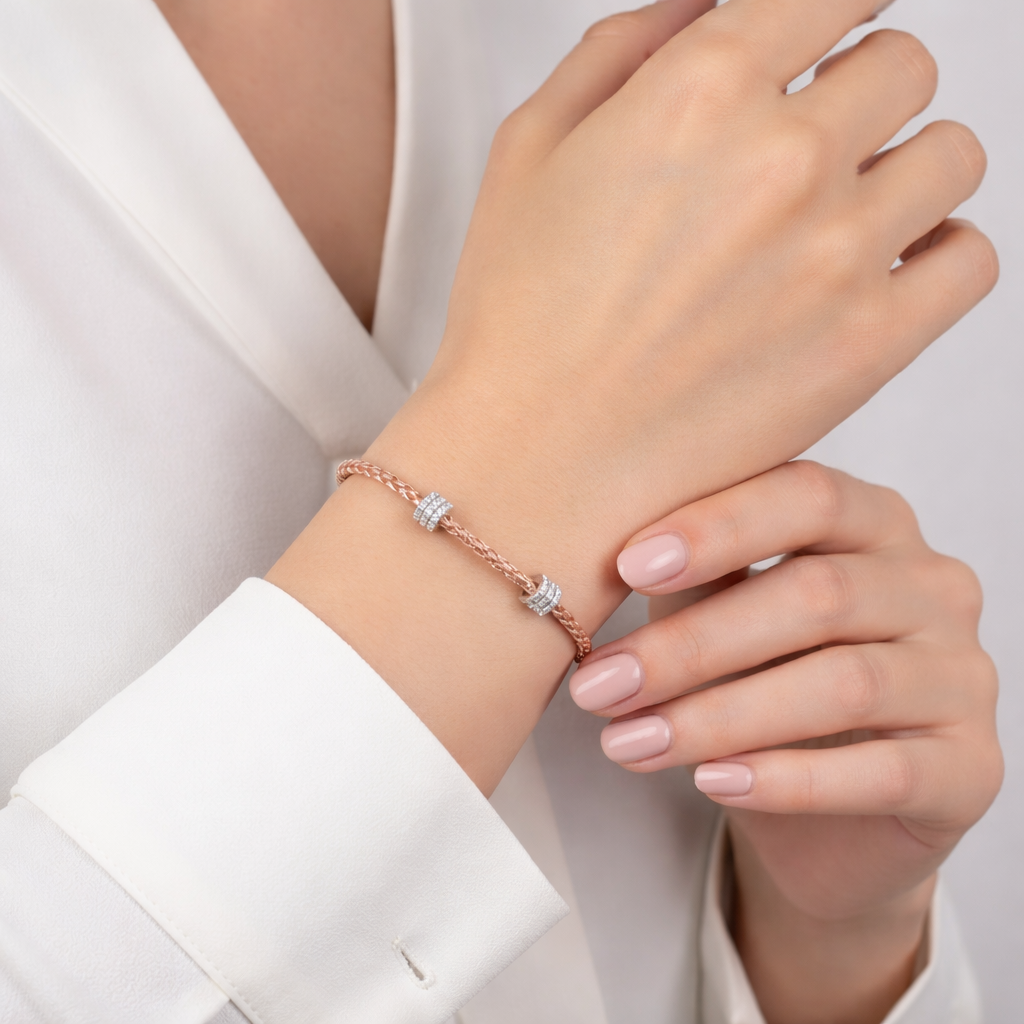 Stylish Rose Silver Kada for Women