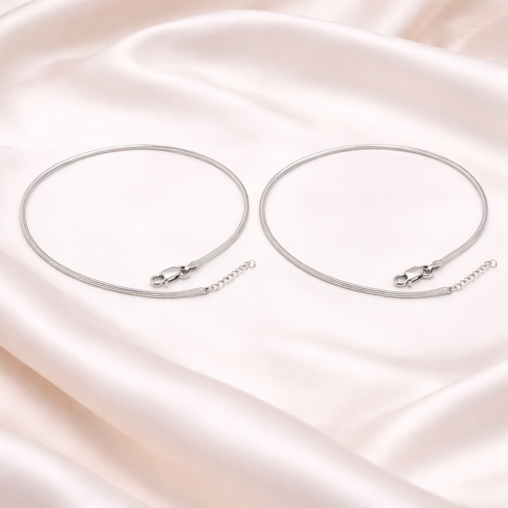 SIGOR 925 Silver Classic Anklet – Timeless Design Set Of 2 Pc