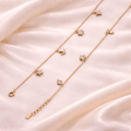 Silver Sparkle Diamond Rose Tone Anklet Set of 2 Pcs
