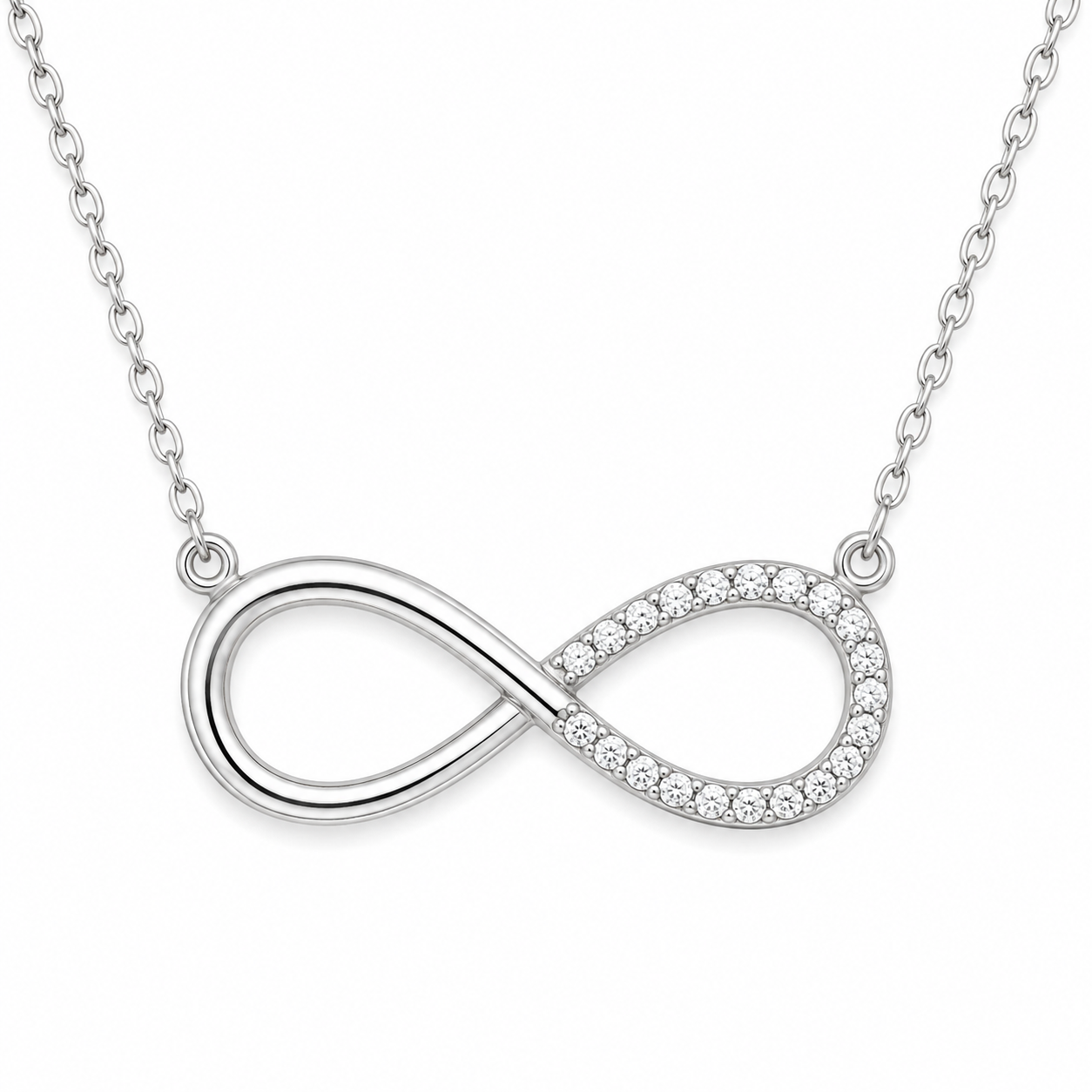 Silver Infinity Diamond Chain Pendant