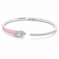 Chic Pink Enamel 925 Silver Kada