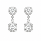 Silver Radiant Square Solitaire Drop Earrings