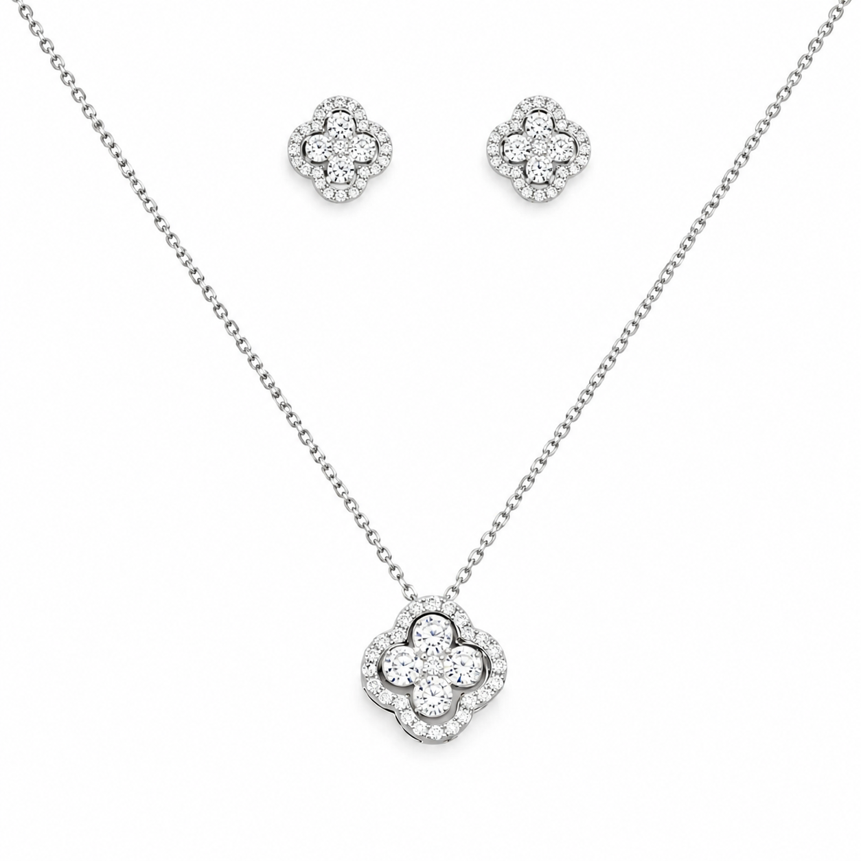 Classic Clover Sparkle Chain Pendant Set