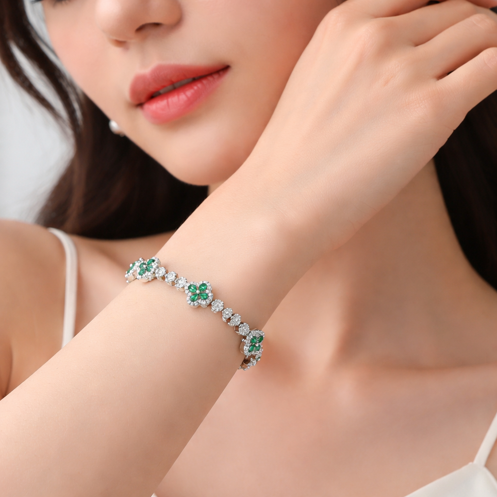 Emerald Bloom Diamond Bracelet