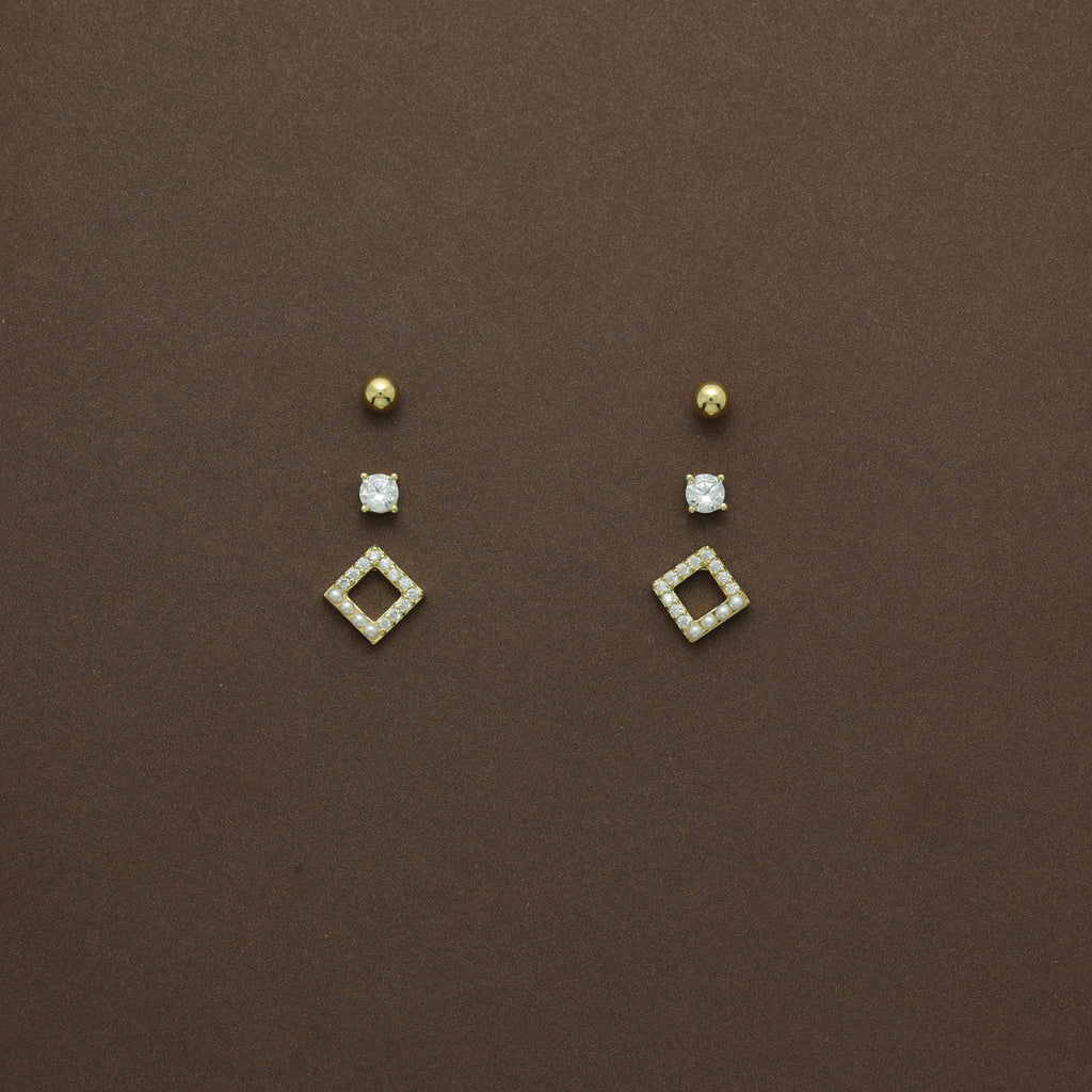 Golden Geometry Stud Trio