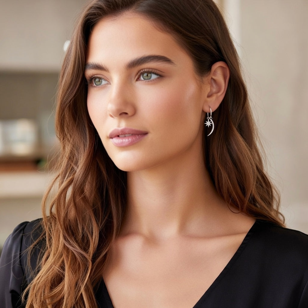 Celestial Crescent Star Earrings