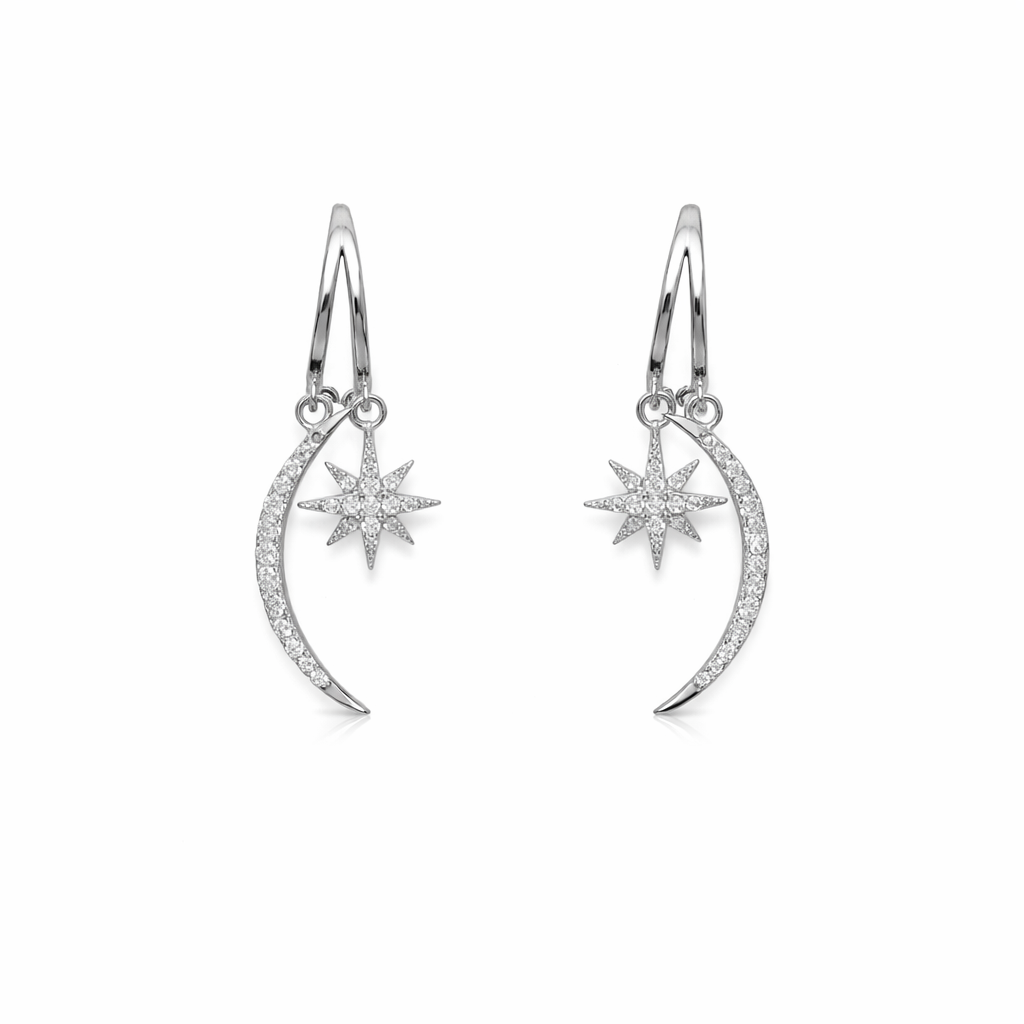 Celestial Crescent Star Earrings