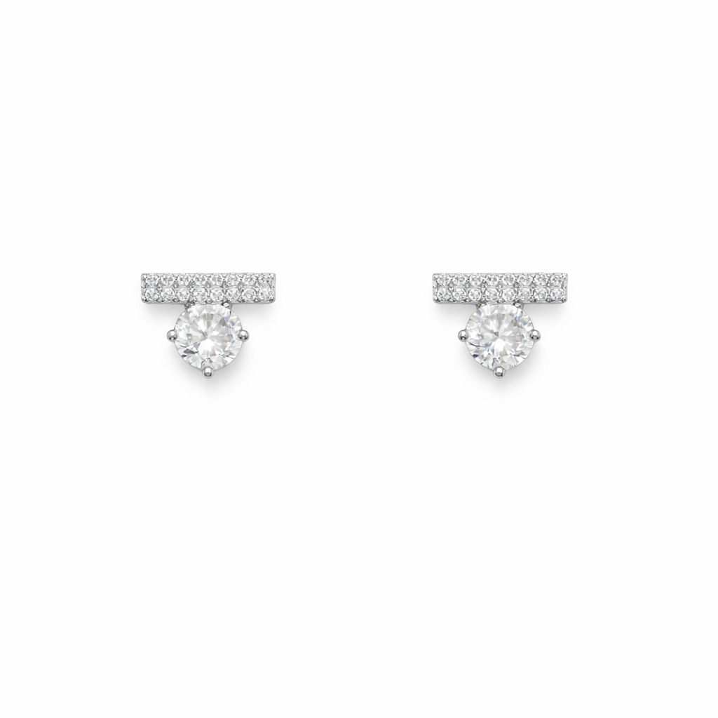 Halo Bar Drop Stud Earrings