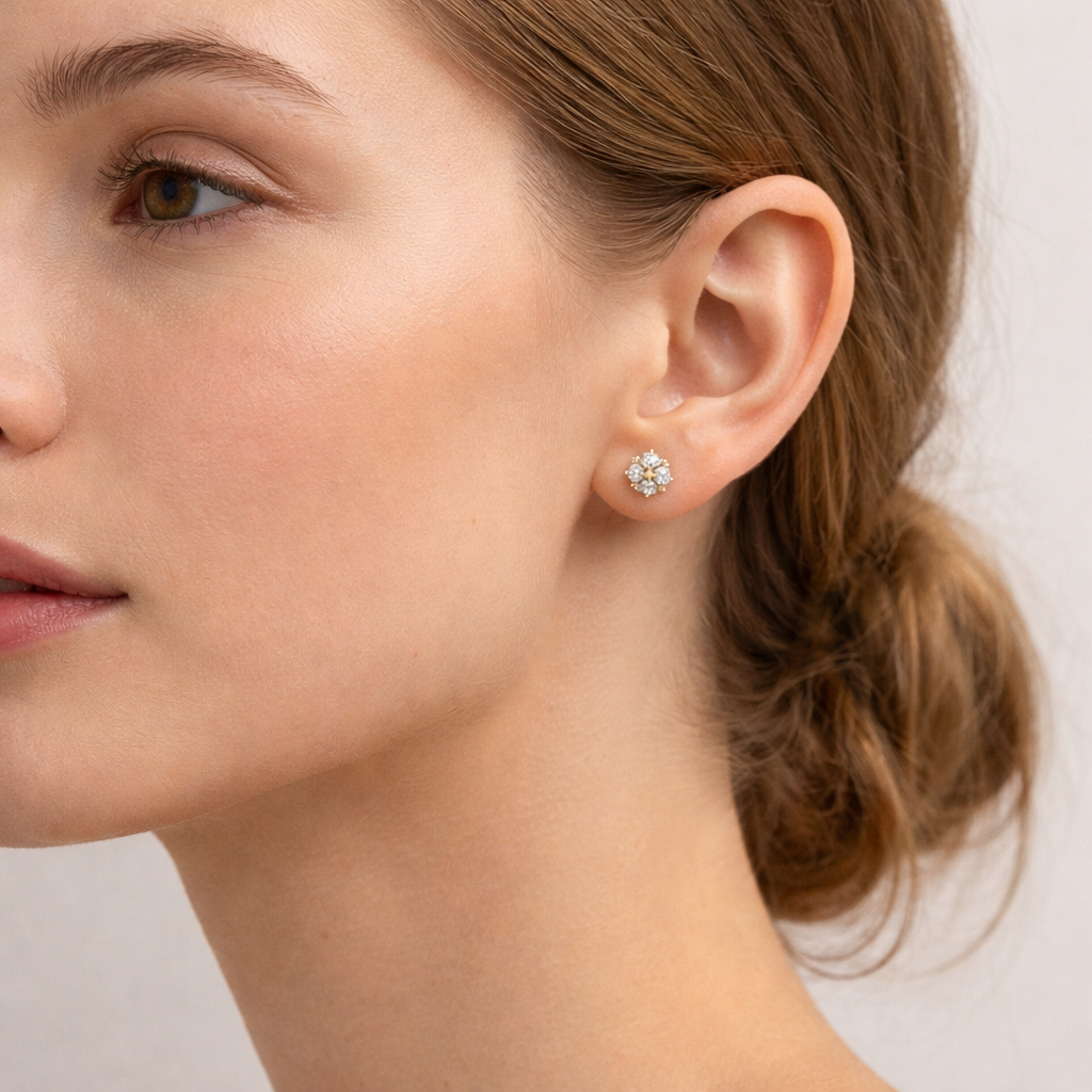 Silver Radiant Spark Rose Tone Studs
