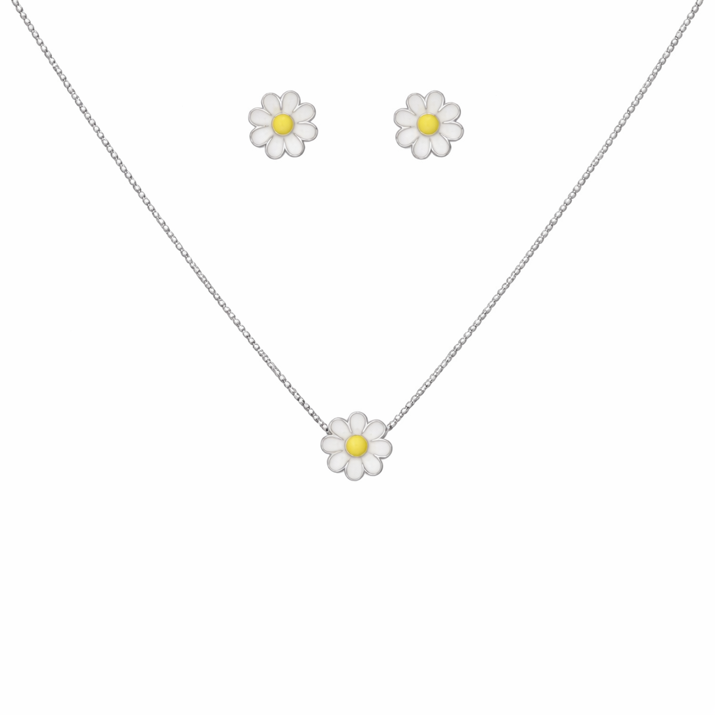 Silver Daisy Joy Pendant Set