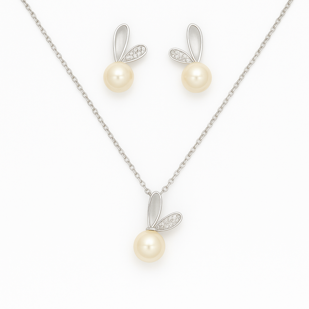 Silver Pearlisa Heartshine Pendant Set