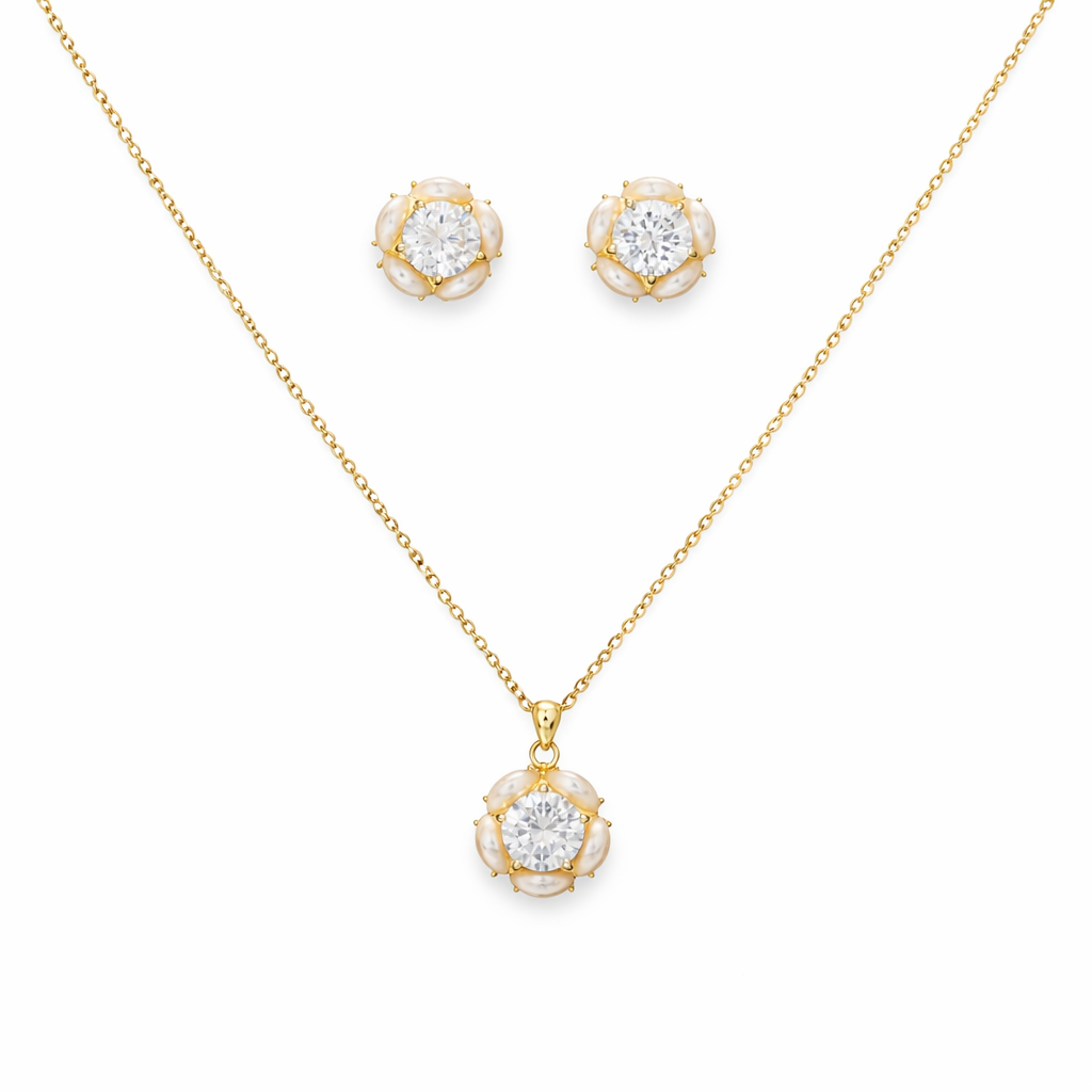 Golden Blossom Radiance Chain Pendant Set
