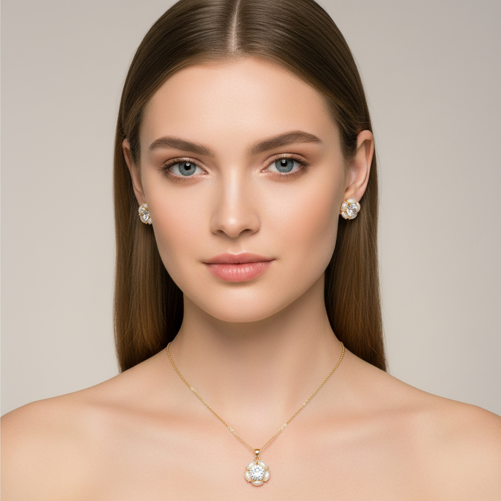 Golden Blossom Radiance Chain Pendant Set