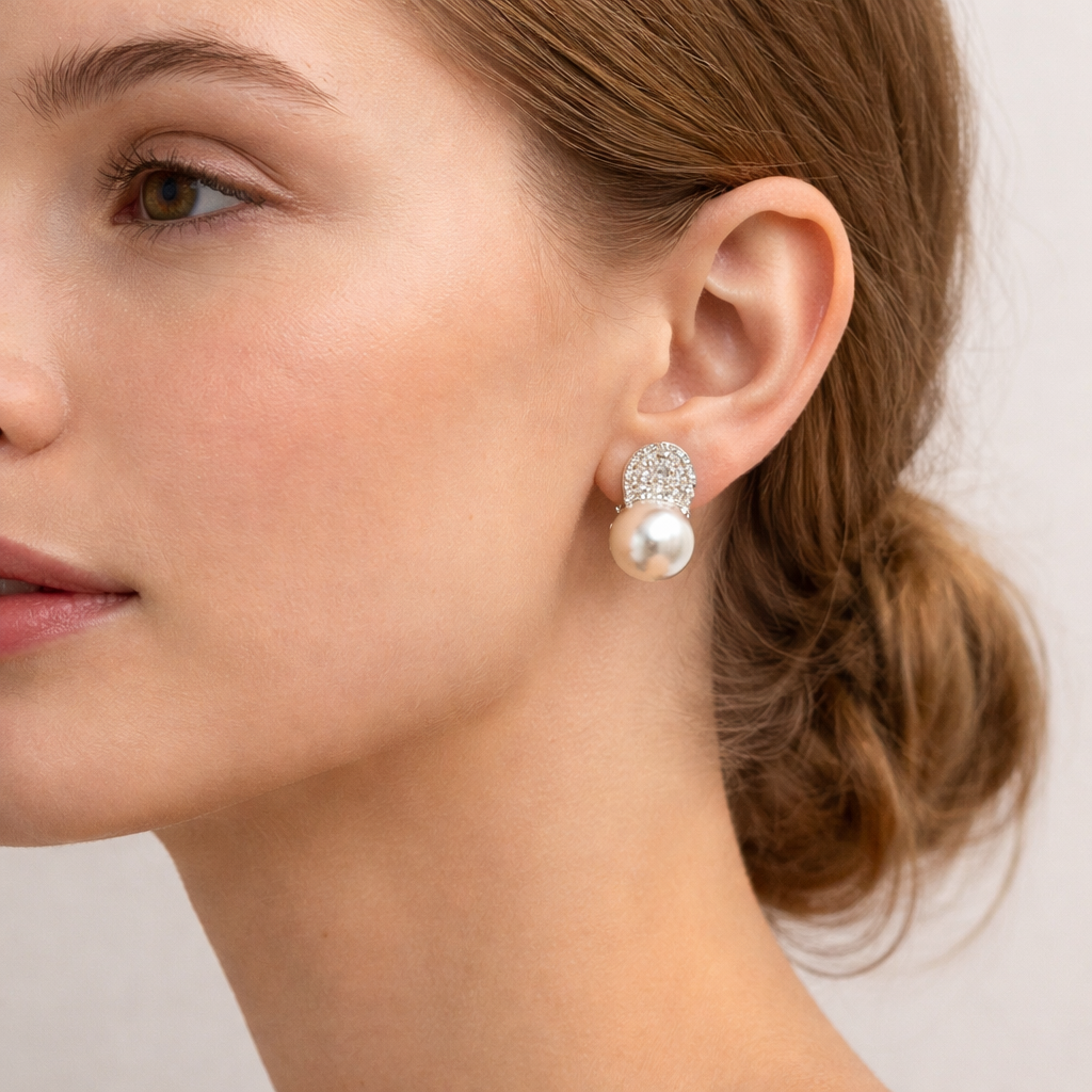 Pearl Pavé Harmony Stud Earrings